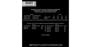 Warwick Black Nylon Tapewound Acoustic / Electric Bass String Set - 4-String, Medium Light, 040"-.100", Long Scale