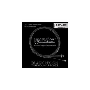 Warwick Black Nylon Tapewound Acoustic / Electric Bass String Sets | 4 String